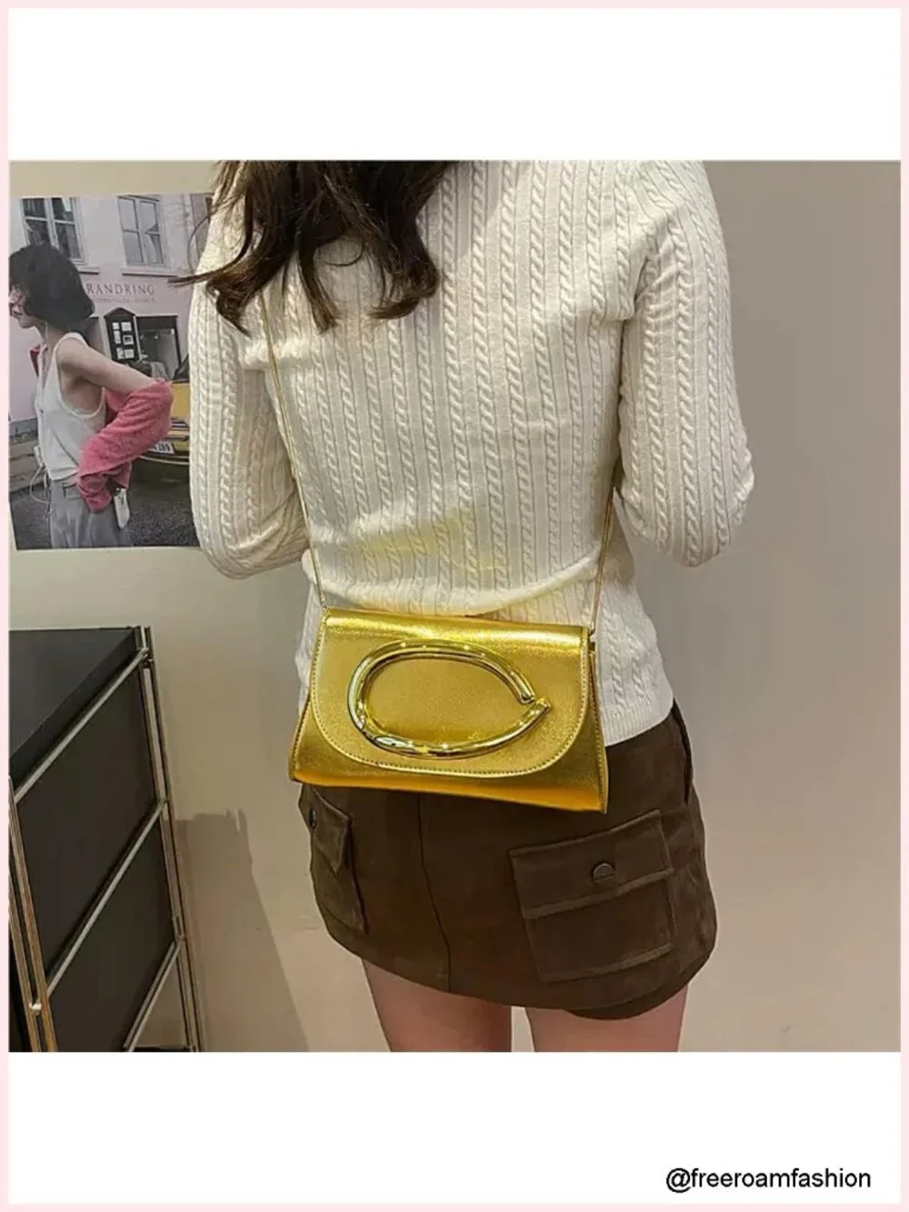 PU Leather Clutch Purses for Women, Glamorous Crossbody Handbag Party Clutch